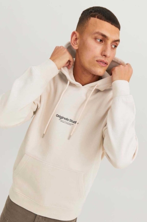 Jack & Jones Erkek Jorvesterbro Kapüşonlu Rahat Kesim Sweatshirt 12241687 Taş Taş