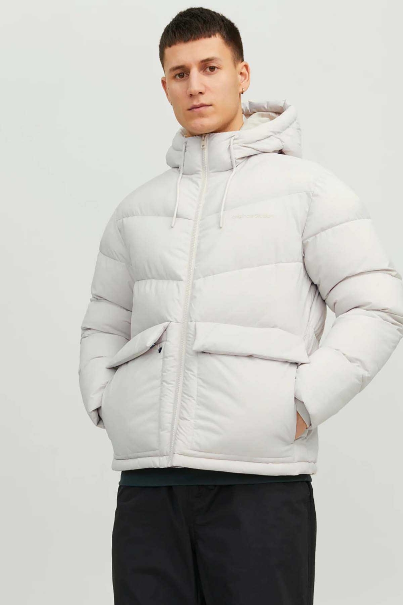 Jack & Jones Erkek Jorvesterbro Kapüşonlu Su Geçirmez Puffer Mont 12238849 Taş Taş