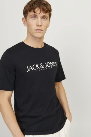 Jack & Jones Erkek Jprblajack Baskı Detaylı Bisiklet Yaka %100 Pamuk T-Shirt 12256971 Siyah Siyah