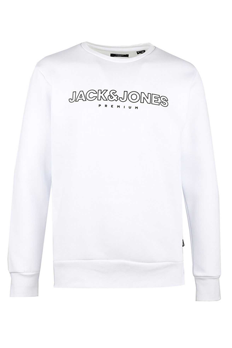Jack & Jones Erkek Jprblajason Baskılı Bisiklet Yaka Sweatshirt 12245593 Beyaz Beyaz