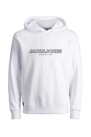 Jack & Jones Erkek Jprblajason Baskılı Kapüşonlu Sweatshirt 12249401 Beyaz Beyaz