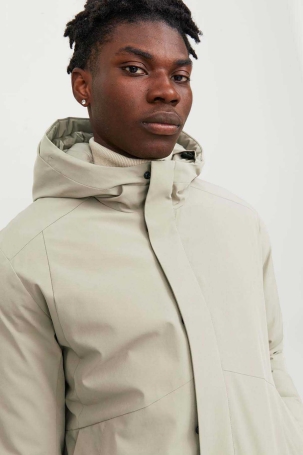 Jack & Jones Erkek Jprblakeen Kapüşonlu Rüzgar Geçirmez Mont 12238720 Bej Bej