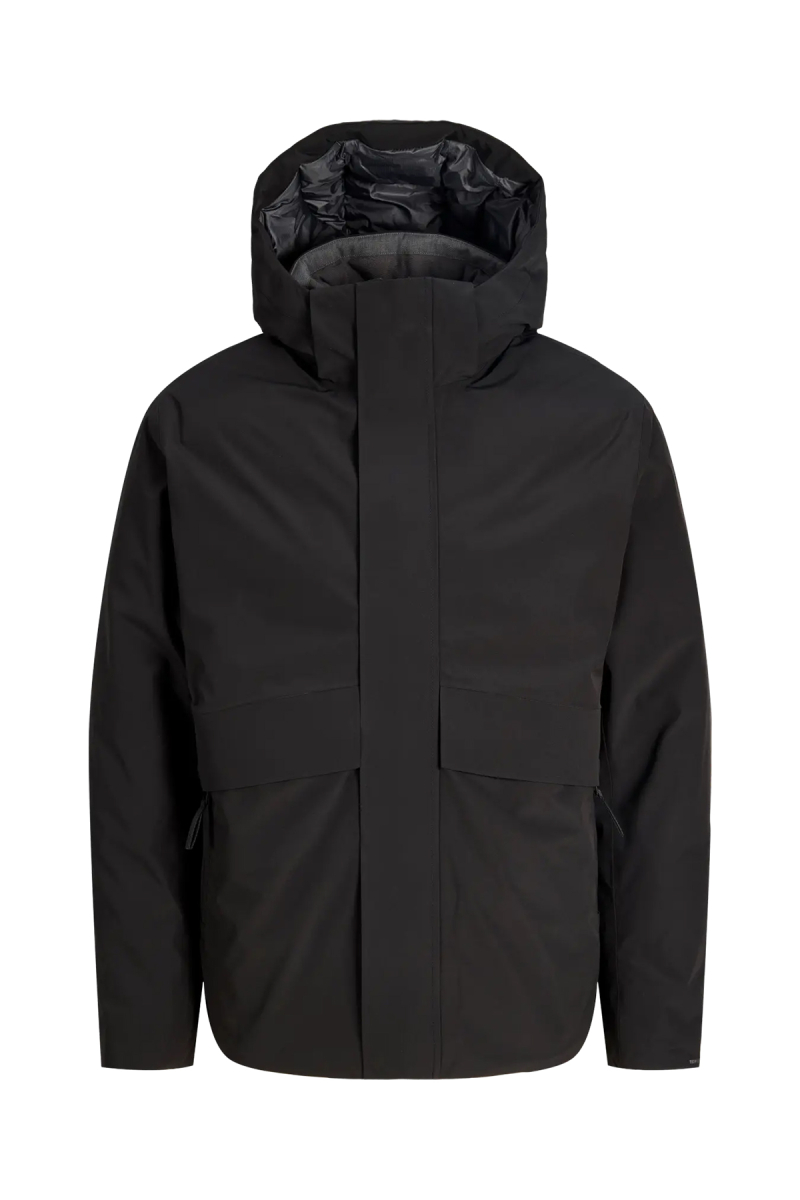 Jack & Jones Erkek Jprblamoon Kapüşonlu Su Geçirmez Puffer Mont 12301654 Siyah Siyah