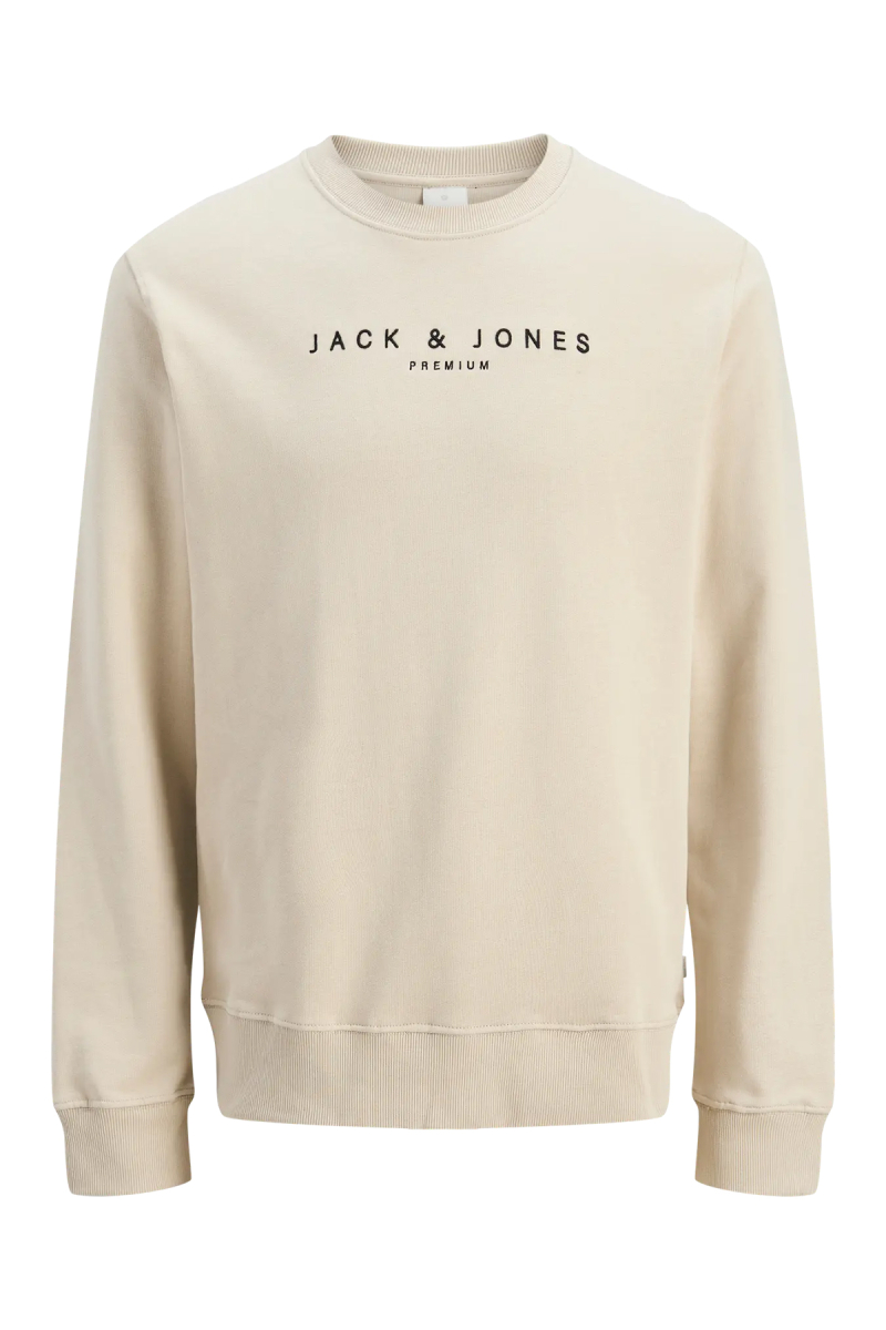 Jack & Jones Erkek Jprccjayson Yazı Detaylı Bisiklet Yaka %100 Pamuk Sweatshirt 12283436 Bej Bej