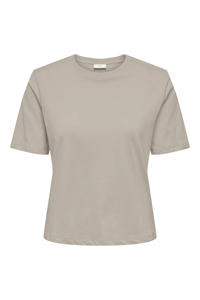 JDY Kadın Jdyrex Bisiklet Yaka %100 Pamuk T-Shirt 15344612 Taş Taş