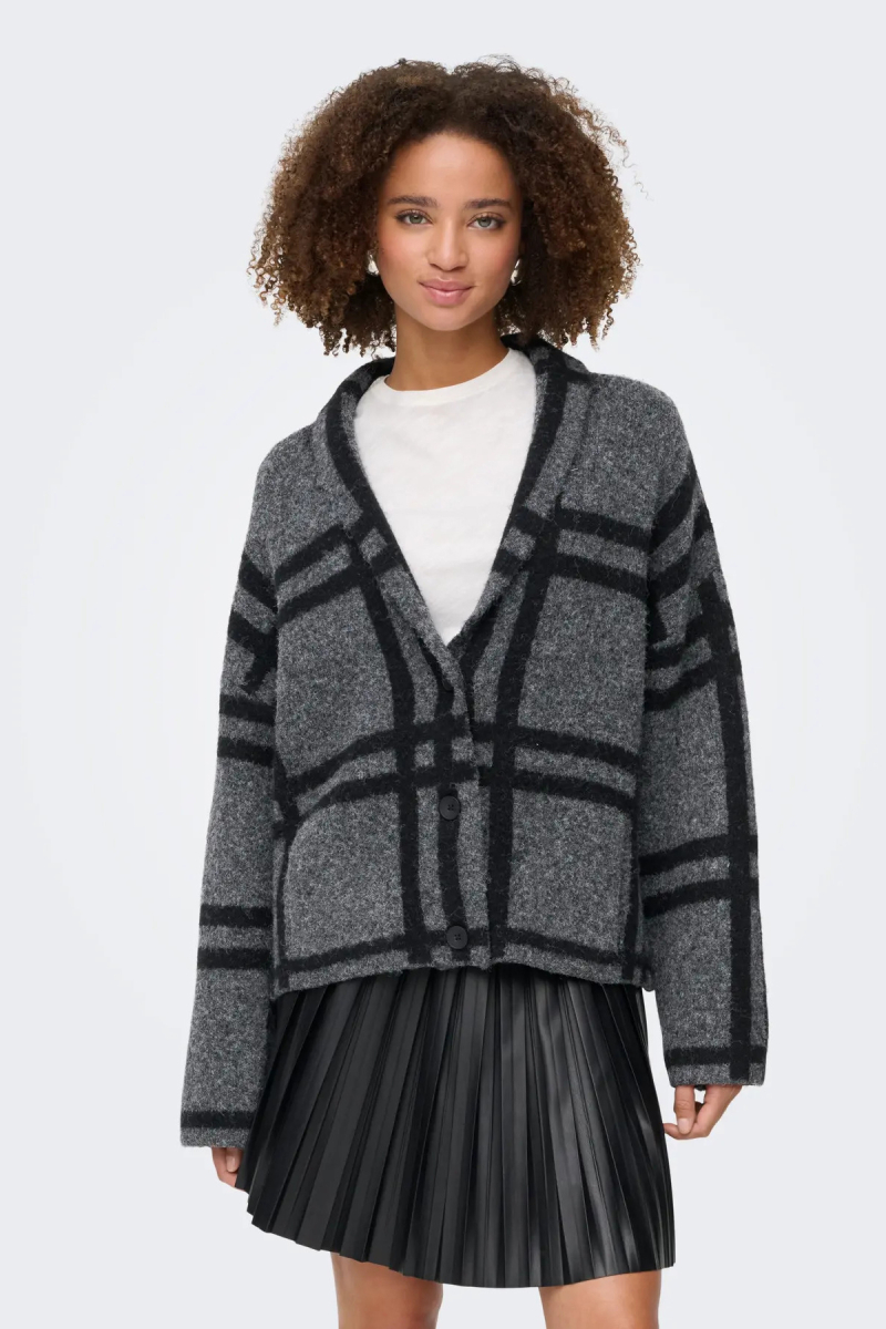 JDY Kadın V-Neck Düğmeli V Yaka Yünlü Hırka 15354098 Koyu Gri Koyu Gri