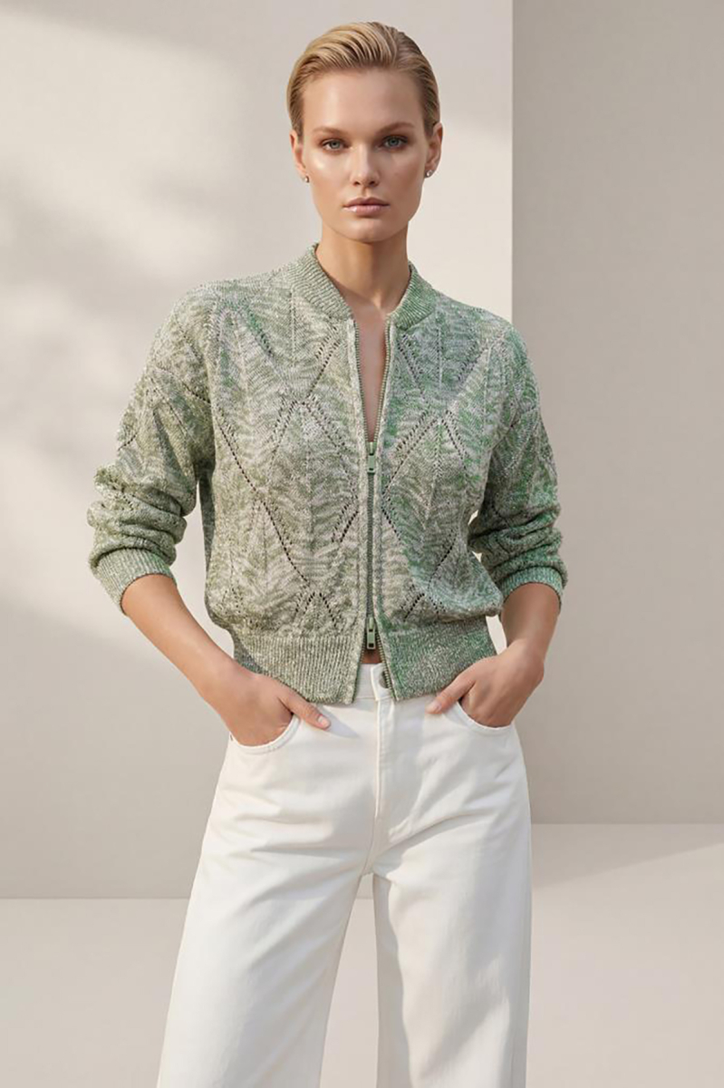 Join Us Kadın Ajurlu Bomber Ceket S020 Yeşil Yeşil