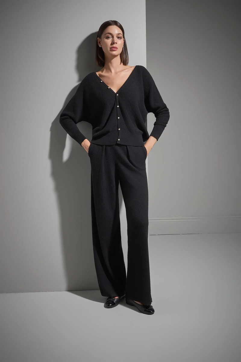 Join Us Kadın Çıtçıtlı Yarasa Kol Triko Kazak W208 Siyah Siyah