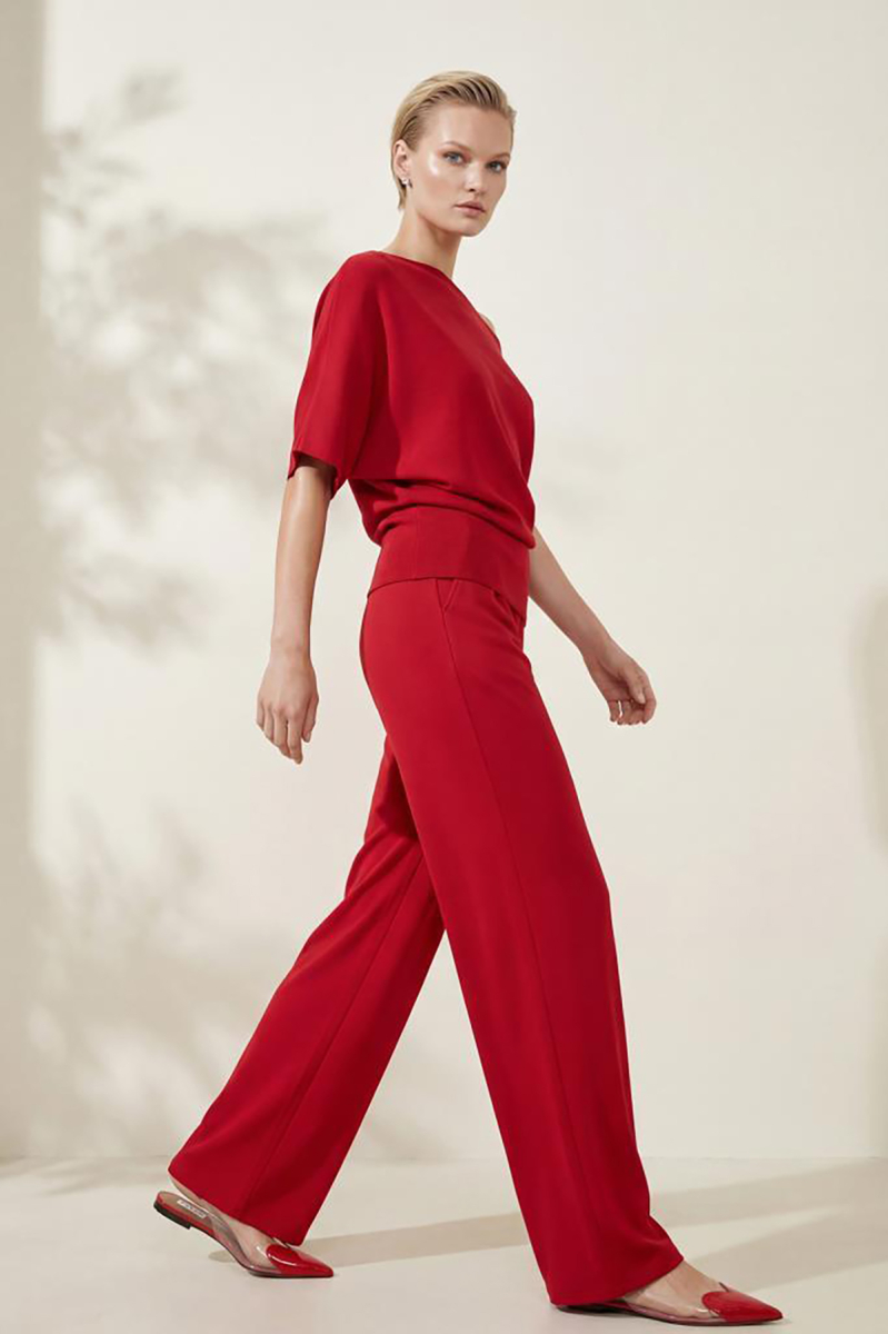 Join Us Kadın Kayık Yaka Bluz S122 Kırmızı Kırmızı