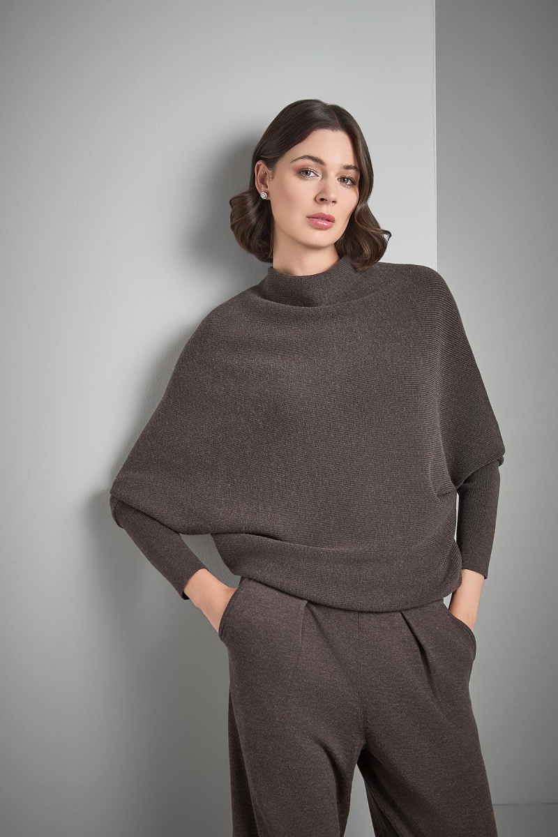 Join Us Kadın Yarasa Kol Triko Kazak W108 Kahverengi Kahverengi