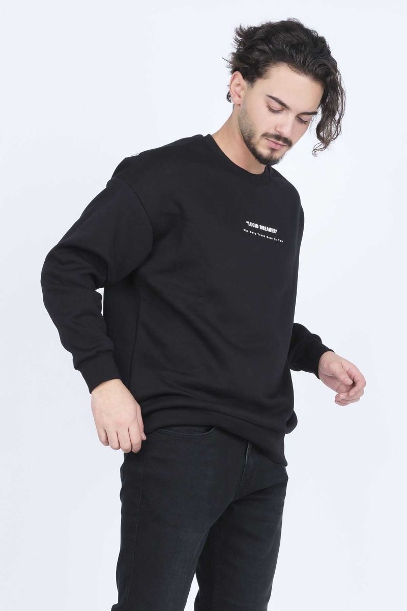 Jsco Erkek Yazı Detaylı Bisiklet Yaka Sweatshirt 6609902 Siyah Siyah