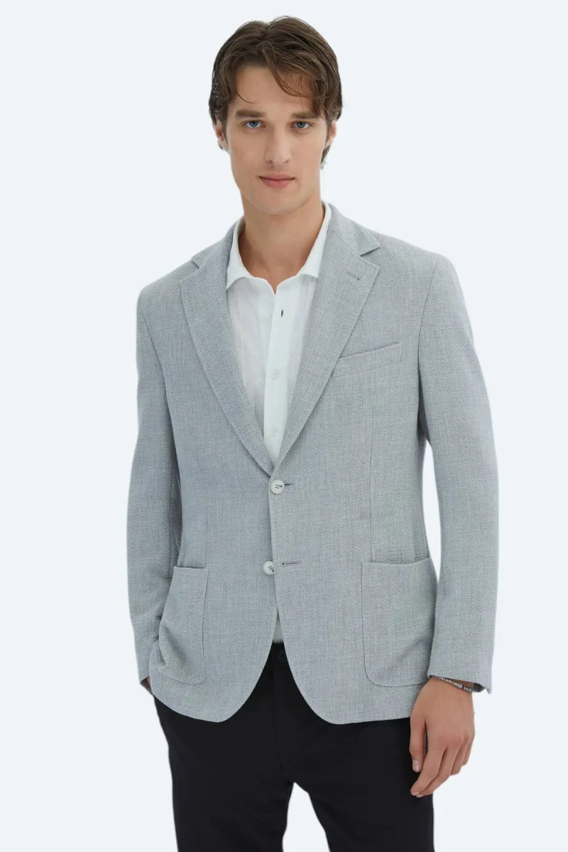 Kip Erkek Desenli Modern Fit Ceket CK-2716 Gri Gri