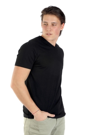 Lee Cooper Erkek Jonat V Yaka T-Shirt 242037 Siyah Siyah