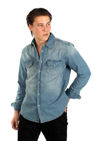 Lee Cooper Erkek Wolker Jean Gömlek 141002 Açık Mavi Açık Mavi