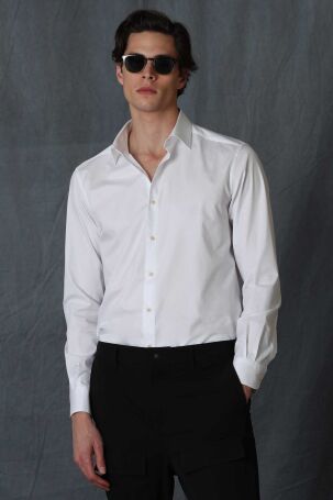 Lufian Erkek Aler Smart Comfort Fit Gömlek 111010560 Beyaz Beyaz
