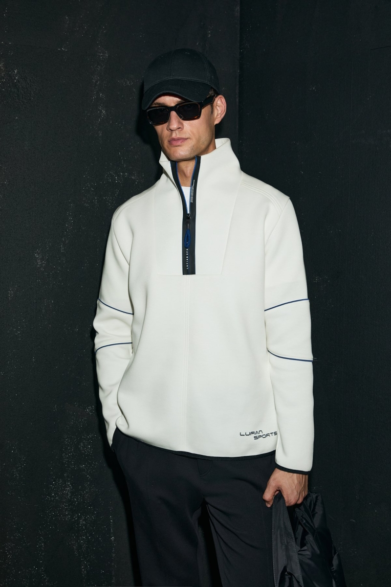 Lufian Erkek Art Sweatshirt 112030191 Kırık Beyaz Kırık Beyaz