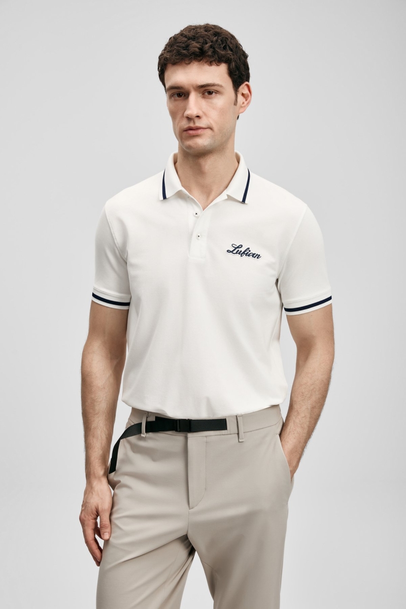 Lufian Erkek Artos Smart Polo T-Shirt 111040249 Kırık Beyaz Kırık Beyaz