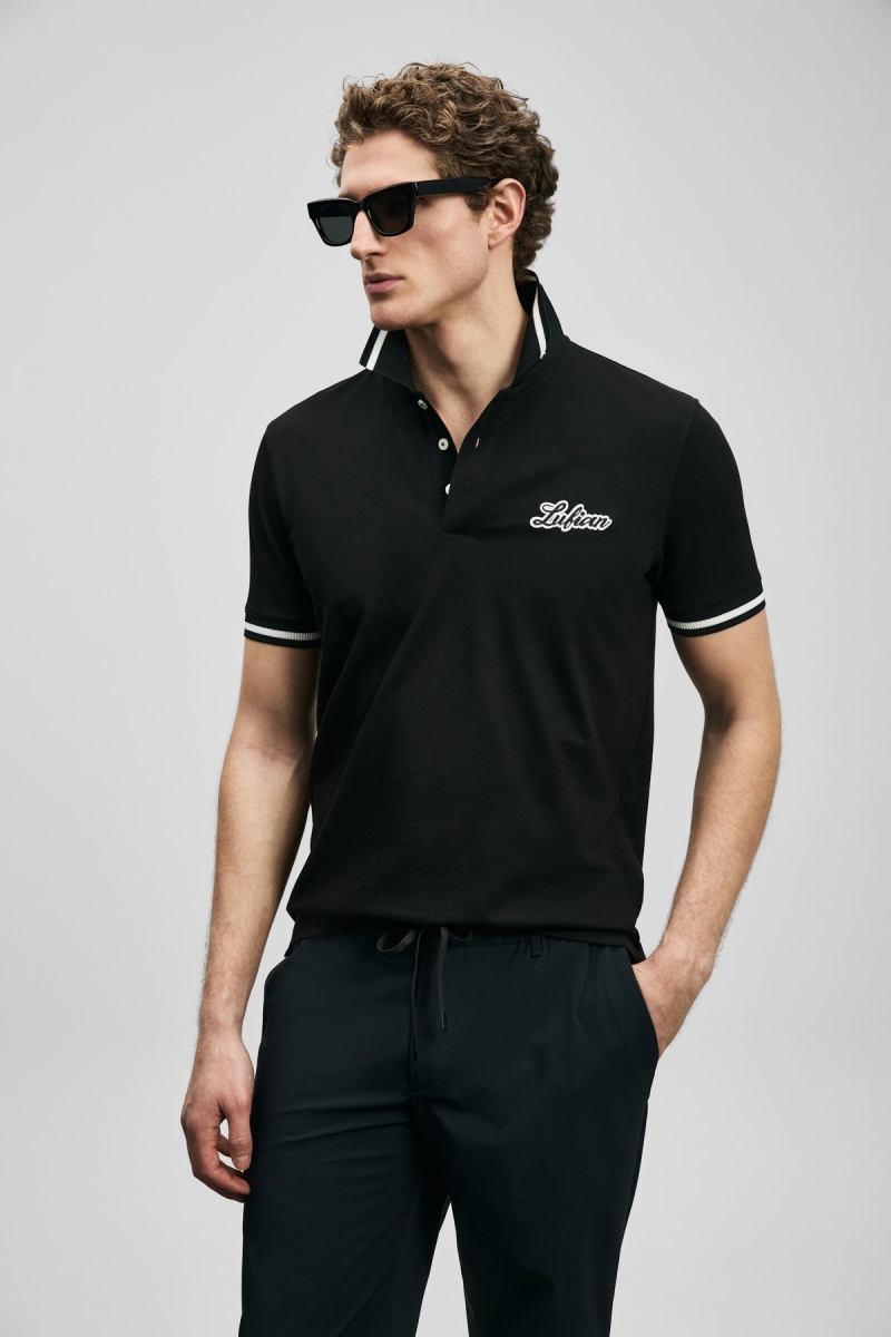 Lufian Erkek Artos Smart Polo T-Shirt 111040249 Siyah Siyah