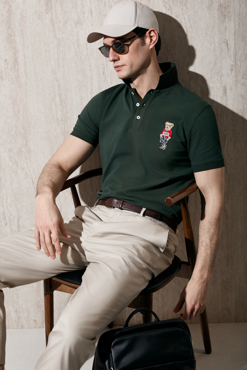 Lufian Erkek Brady Smart Polo T-Shirt 111040245 Haki Haki