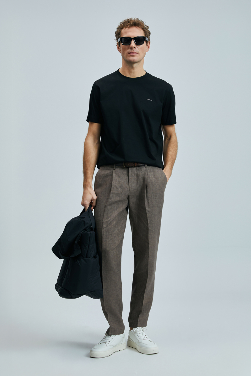 Lufian Erkek Bran Modern Grafik T-Shirt 111020262 Siyah Siyah