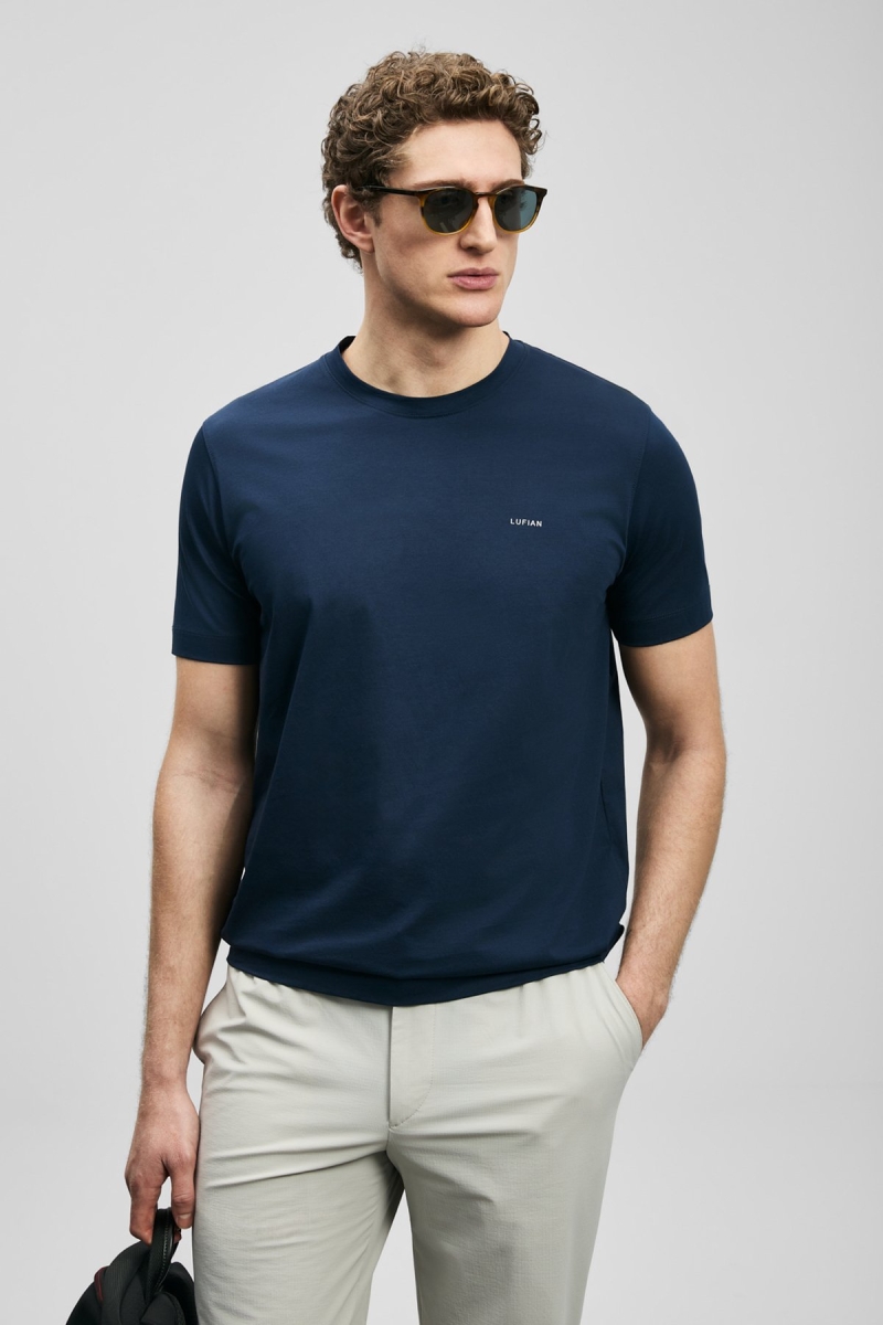 Lufian Erkek Bran Modern Grafik T-Shirt 111020321 Lacivert Lacivert