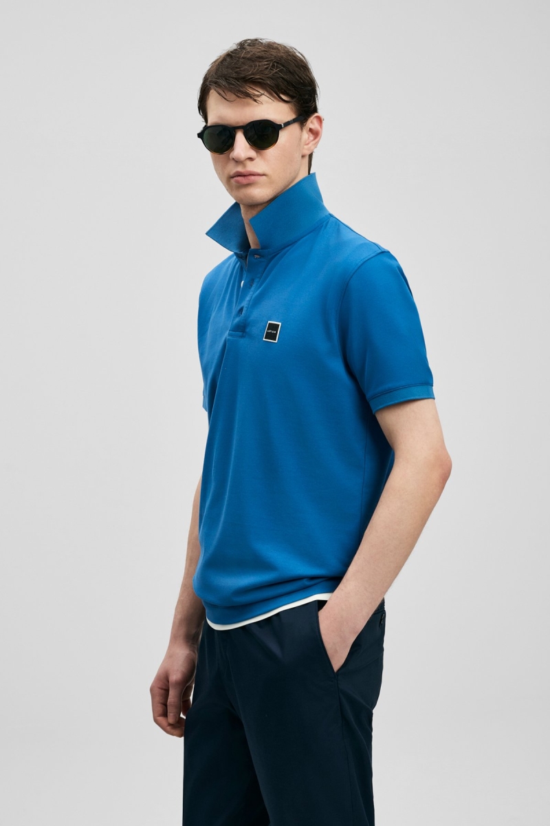 Lufian Erkek Carter Smart Polo T-Shirt 111040233 Mavi Mavi