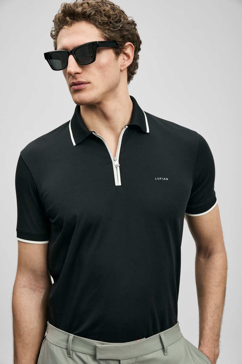 Lufian Erkek Chase Smart Polo T-Shirt 111040236 Siyah Siyah