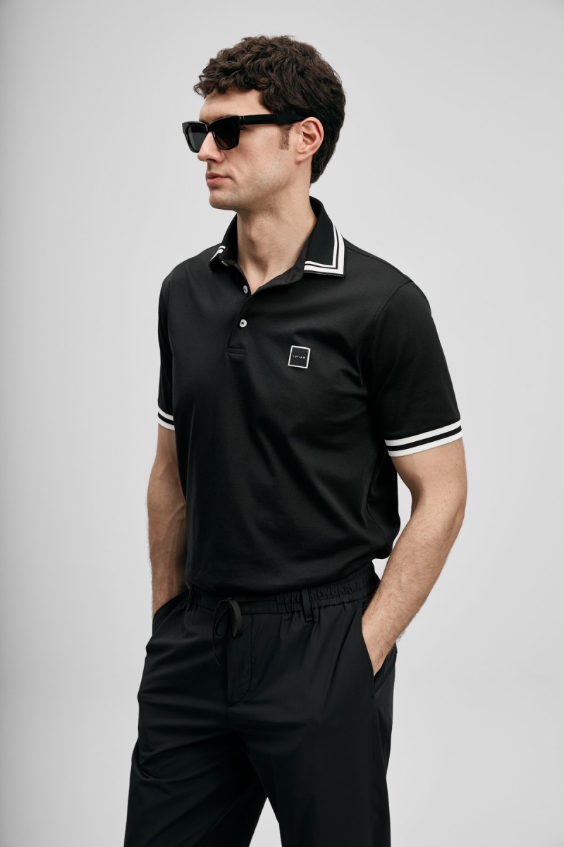 Lufian Erkek Cole Smart Polo T-Shirt 111040237 Siyah Siyah