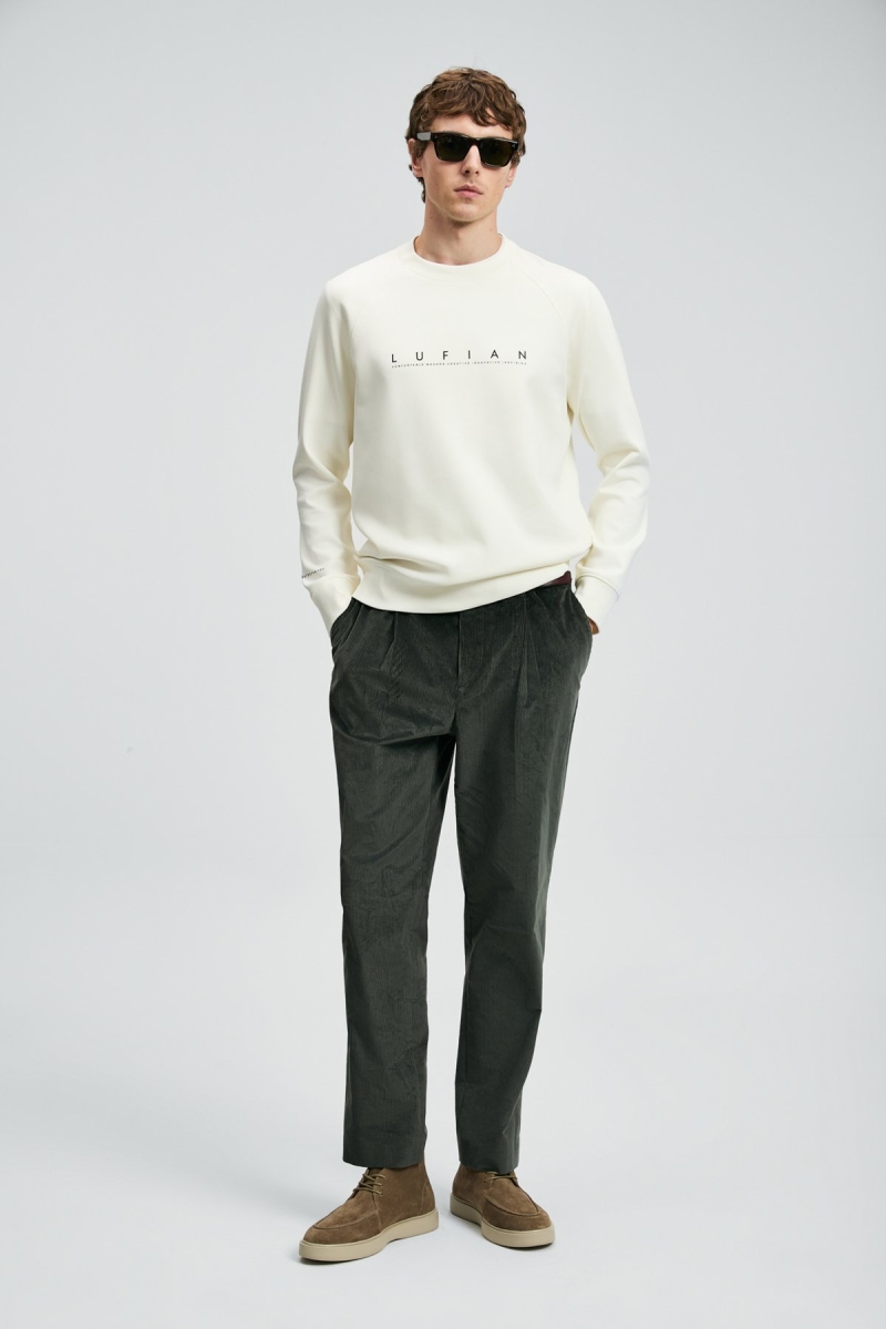 Lufian Erkek Cooper Sweatshirt 112030177 Kırık Beyaz Kırık Beyaz