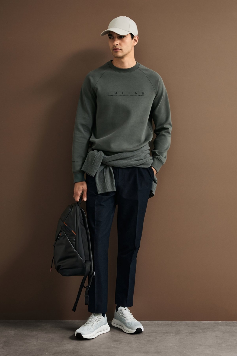 Lufian Erkek Cooper Sweatshirt 112030198 Yeşil Yeşil