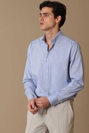 Lufian Erkek Danıel Basic Slim Fit Gömlek 627112010603 Mavi Mavi