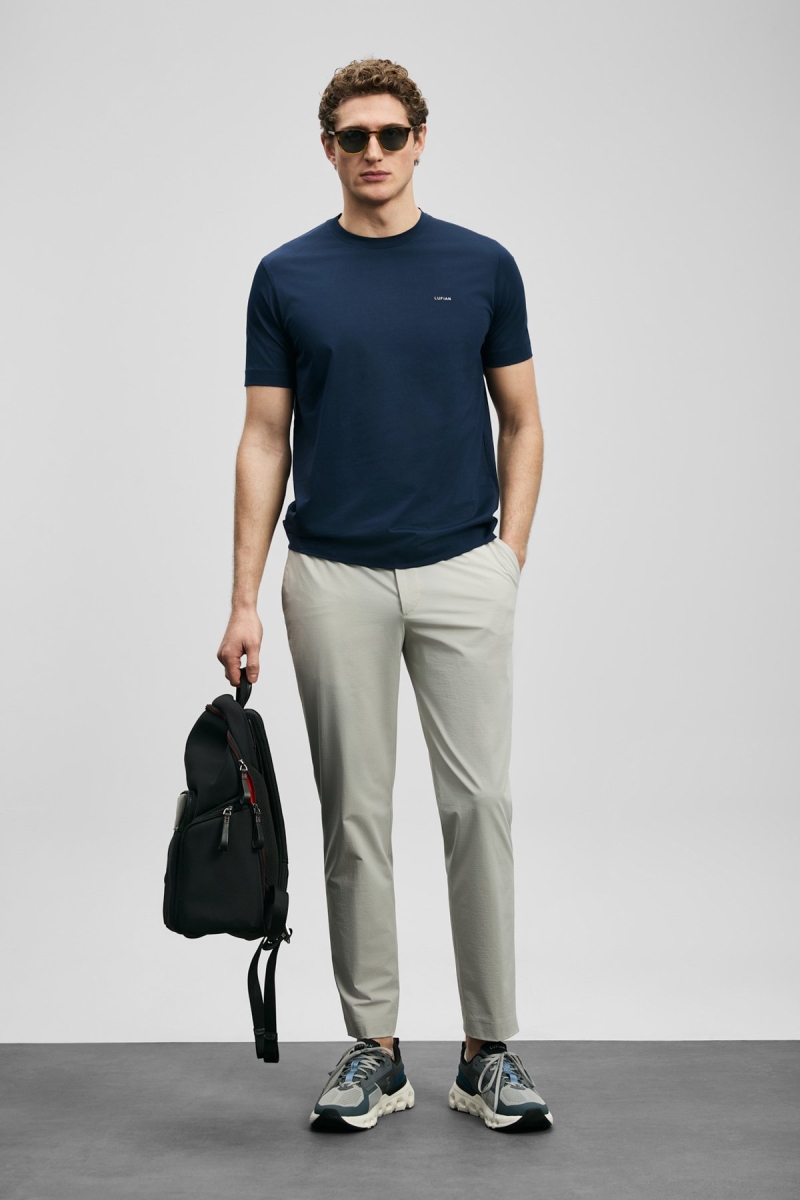 Lufian Erkek Daxon Smart Slim Fit Chino Pantolon 111190359 Taş Taş