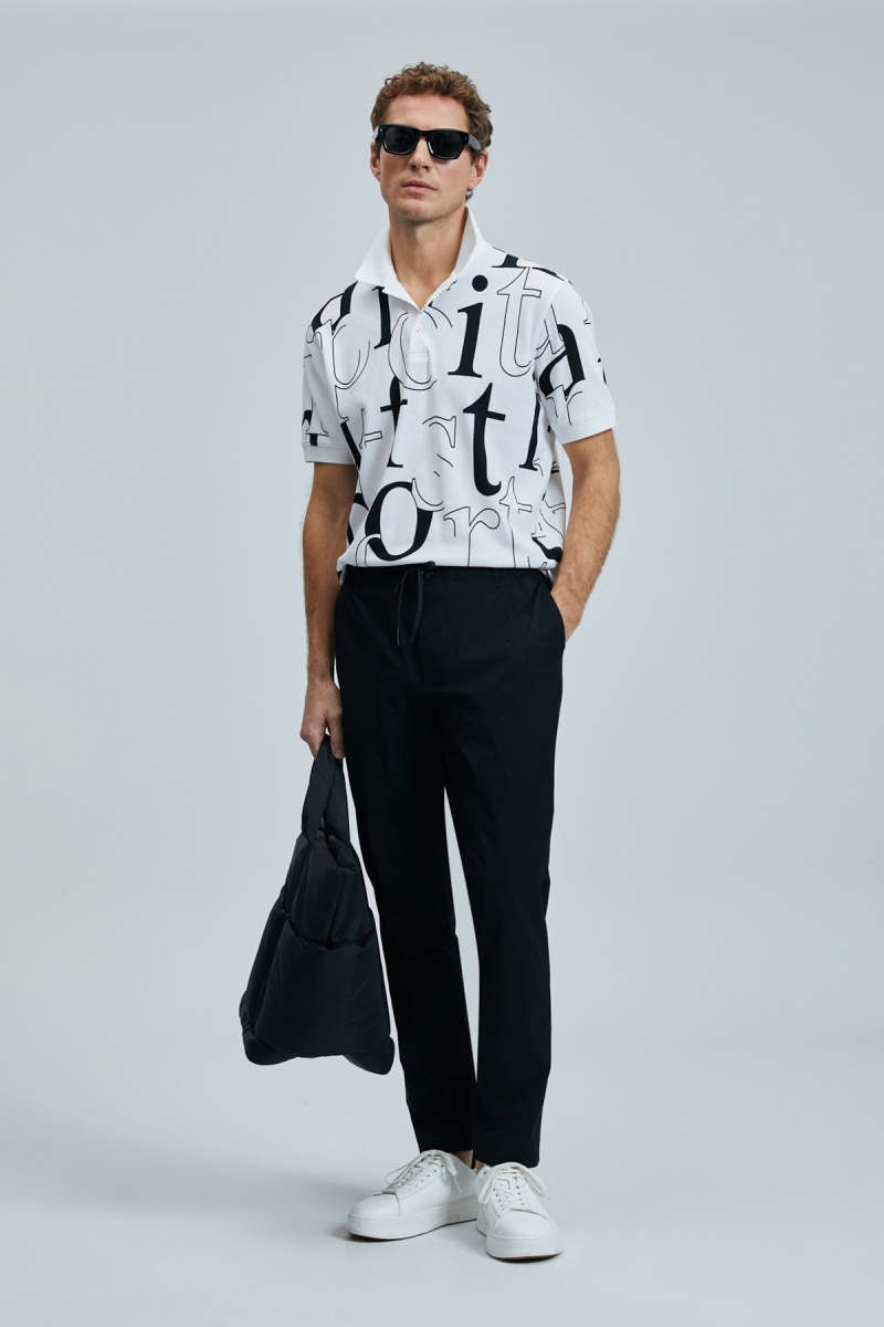 Lufian Erkek Dıamond Smart Polo T-Shirt 111040219 Beyaz Beyaz