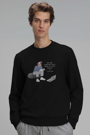 Lufian Erkek Donovan Sweatshirt 627112030078 Siyah Siyah