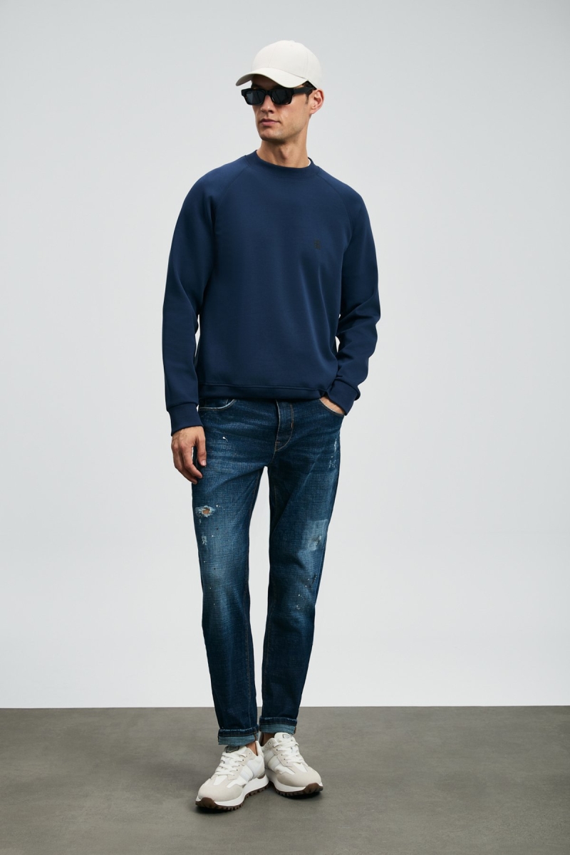 Lufian Erkek Edgar Spor Slim Fit Jean Pantolon 112200229 Mavi Mavi