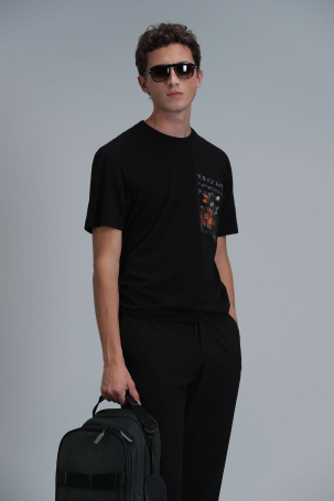 Lufian Erkek Exotıc Modern Grafik T-Shirt 111020202 Siyah Siyah
