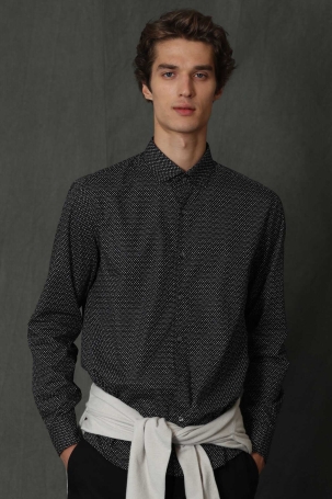 Lufian Erkek Felıx Basic Comfort Slim Fit Gömlek 627112010582 Siyah Siyah