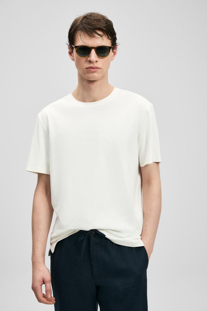 Lufian Erkek Fınto Modern Grafik T-Shirt 111020323 Beyaz Beyaz