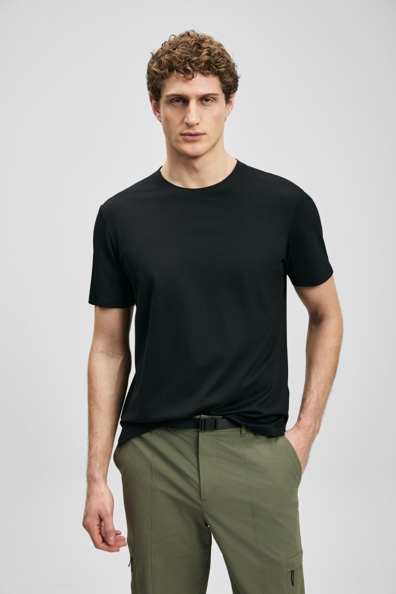 Lufian Erkek Fınto Modern Grafik T-Shirt 111020323 Siyah Siyah