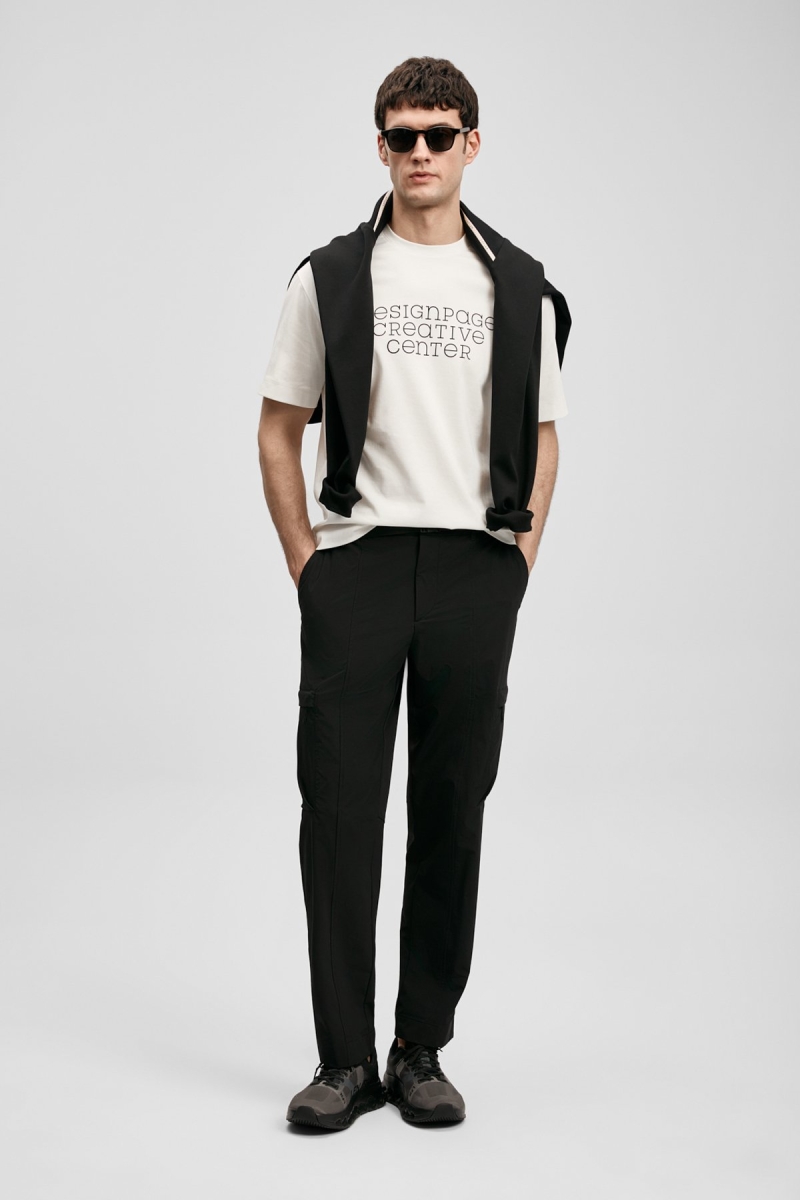 Lufian Erkek Frank Modern Grafik T-Shirt 111020284 Kırık Beyaz Kırık Beyaz