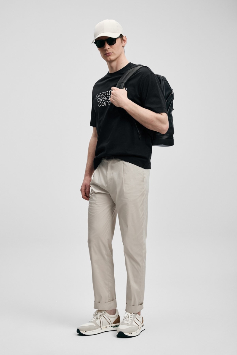 Lufian Erkek Frank Modern Grafik T-Shirt 111020284 Siyah Siyah