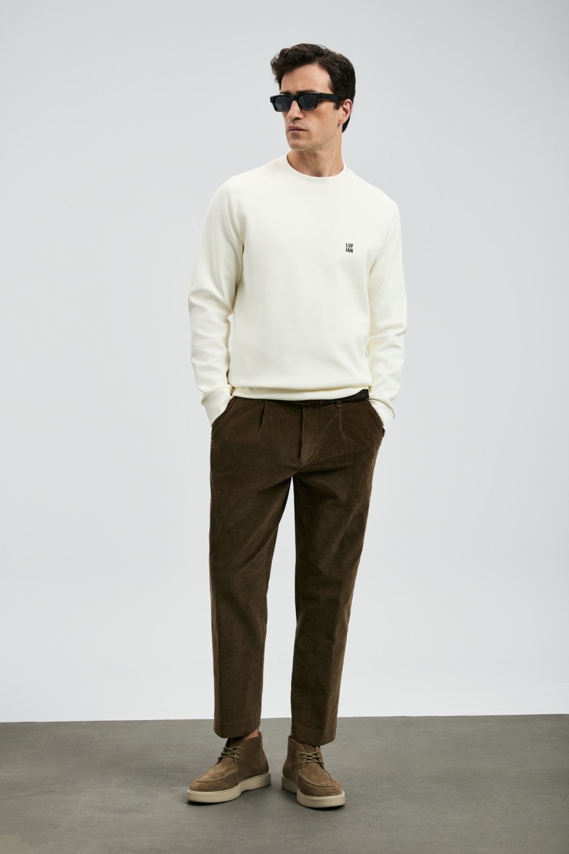 Lufian Erkek Grant Sweatshirt 112030179 Kırık Beyaz Kırık Beyaz