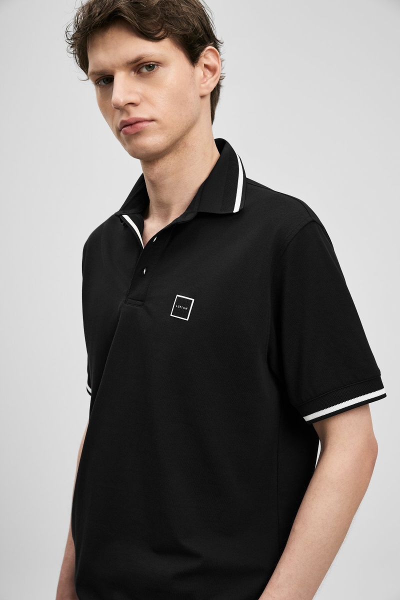 Lufian Erkek Grom Smart Polo T-Shirt 111040232 Siyah Siyah