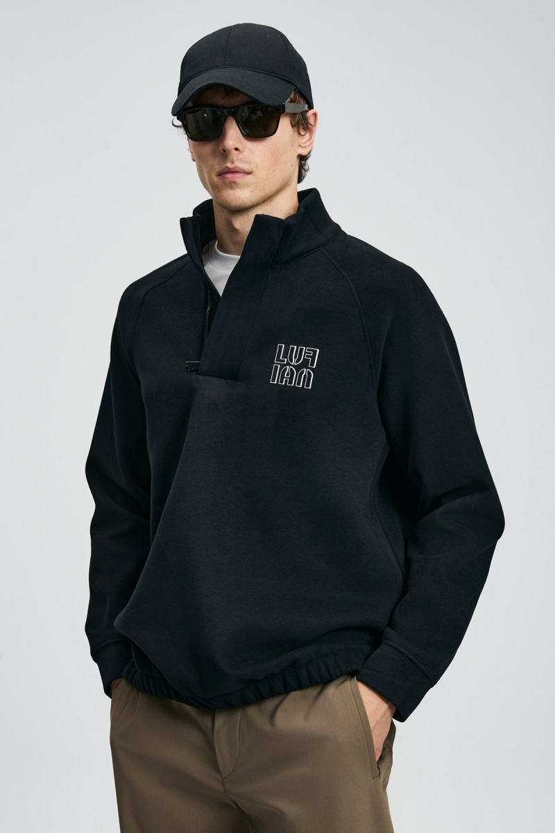 Lufian Erkek Hazel Sweatshirt 112030190 Siyah Siyah