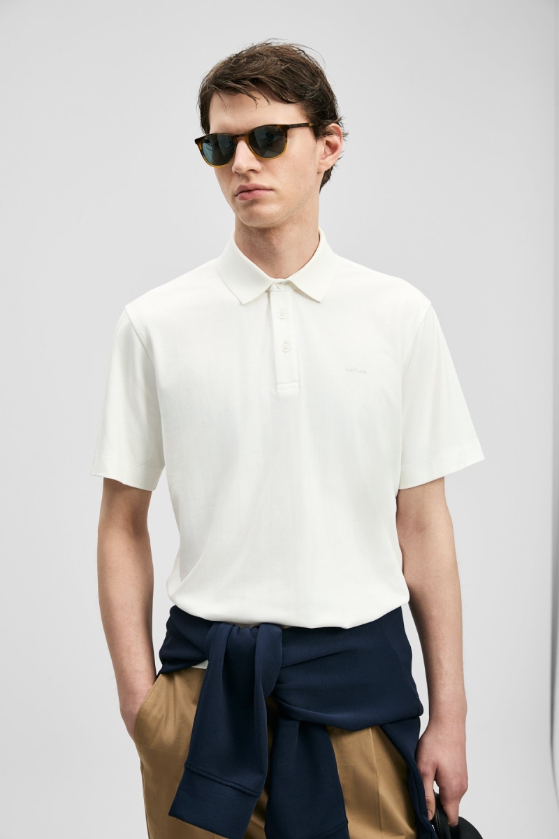 Lufian Erkek Hudson Smart Polo T-Shirt 111040234 Beyaz Beyaz