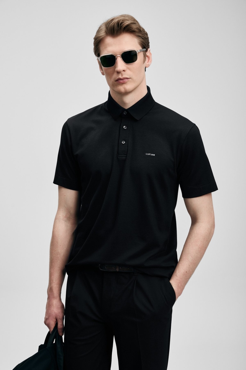 Lufian Erkek Hudson Smart Polo T-Shirt 111040234 Siyah Siyah