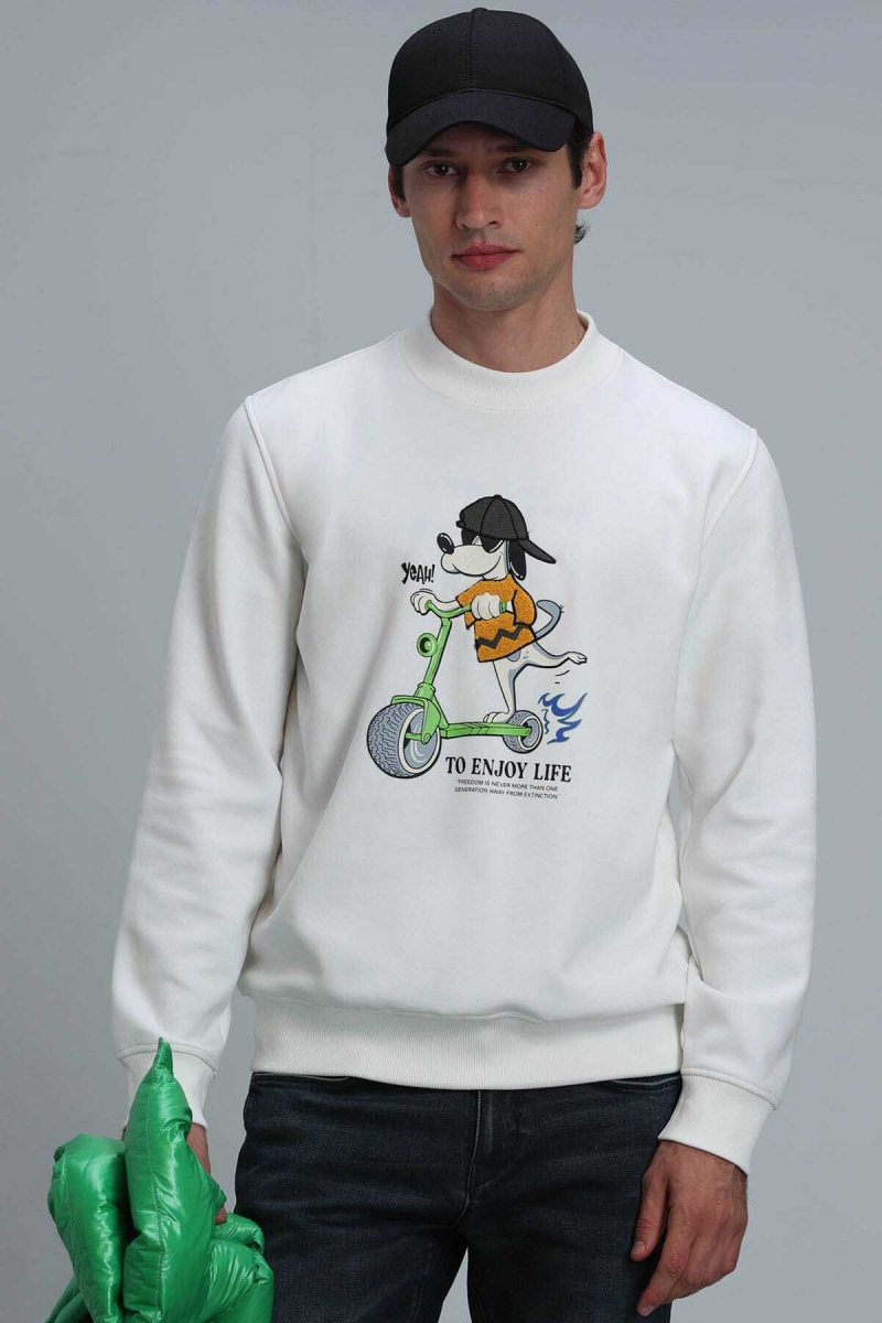 Lufian Erkek Igor Sweatshirt 112030128 Kırık Beyaz Kırık Beyaz