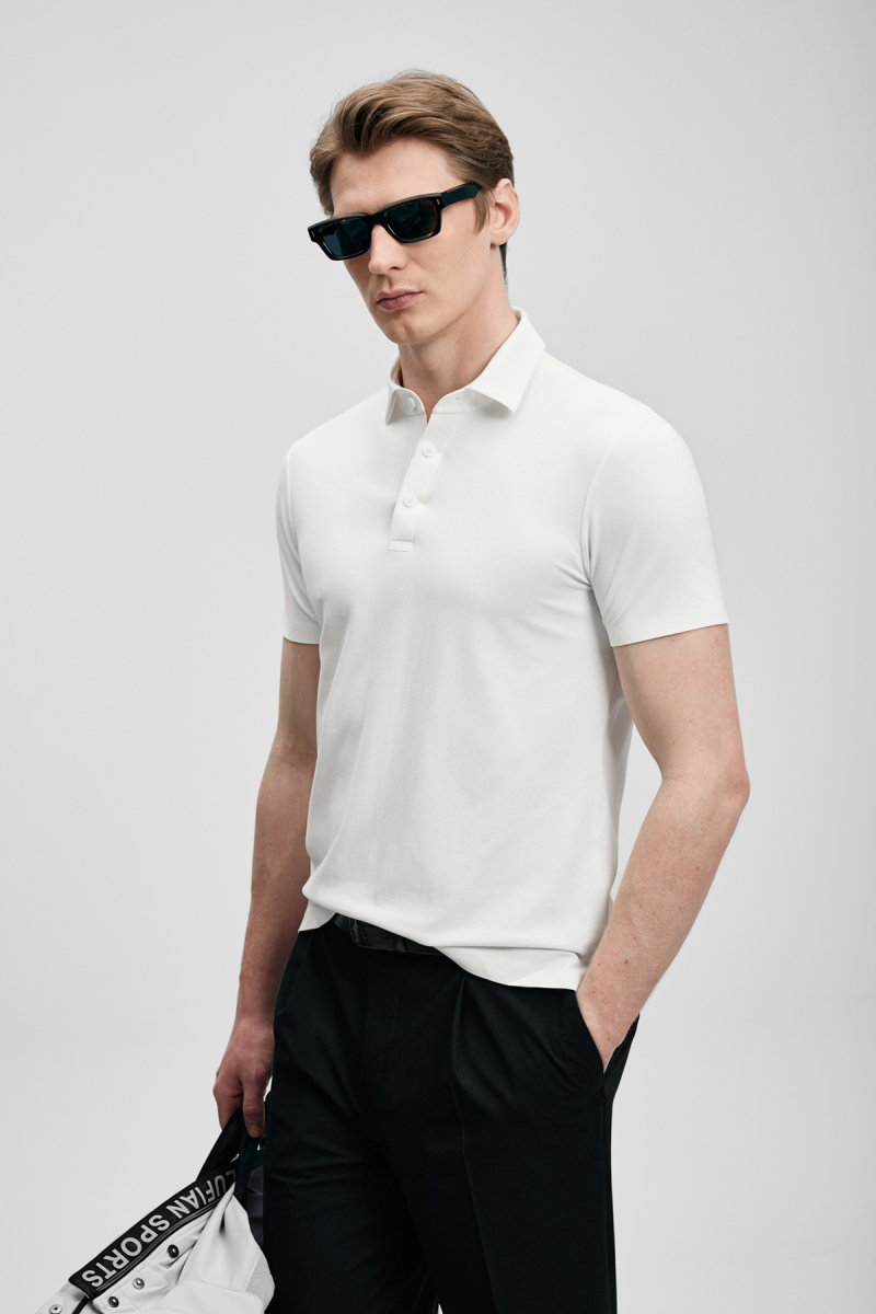 Lufian Erkek Jaxon Hi- Tech Performance Dikişsiz Polo T-Shirt 111040241 Beyaz Beyaz