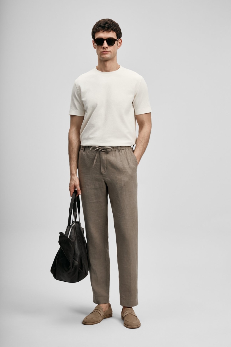 Lufian Erkek Karl Smart Chino Slim Fit Pantolon 111190363 Toprak Toprak