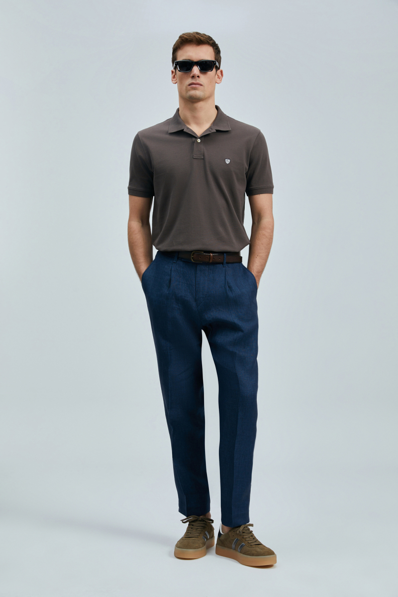 Lufian Erkek Laon Smart Polo T-Shirt 111040206 Kahverengi Kahverengi